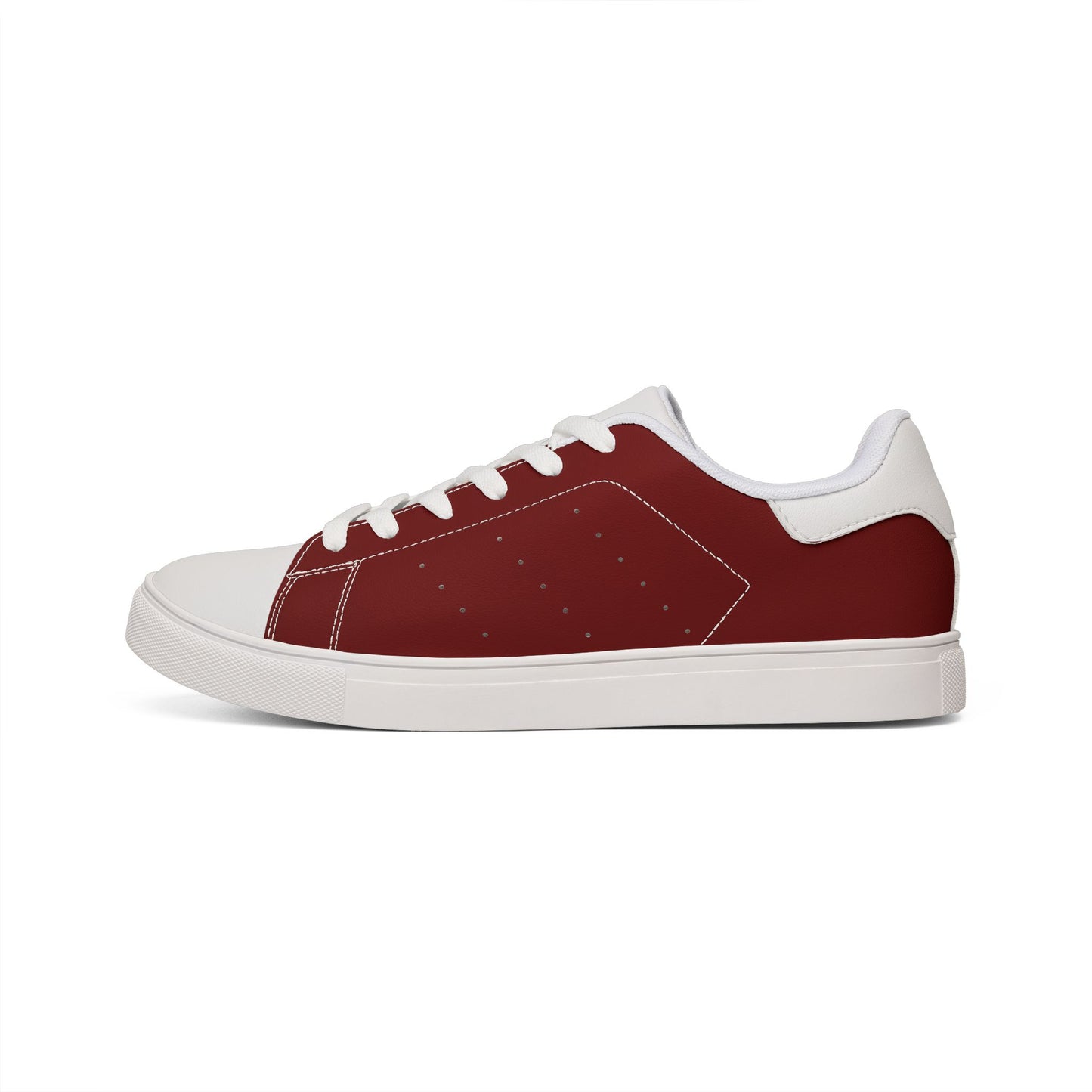 Men's Low-Top Leather Sneakers — Burgundy Casual Streetwear Shoes