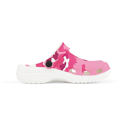 Kids Pink Camo Foam Clogs — Lightweight EVA Slip-On Sandals