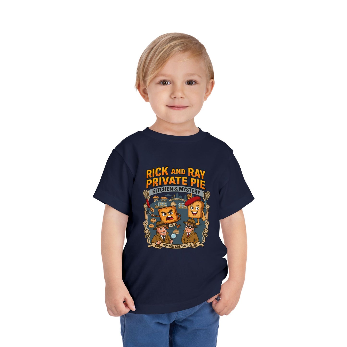 Toddler Tee — "Rick and Ray Private Pie" Cartoon Detective Kitchen Mystery