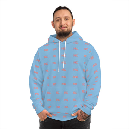 All-Over Print 'MC' Logo Hoodie — Pastel Blue & Pink Patterned Streetwear