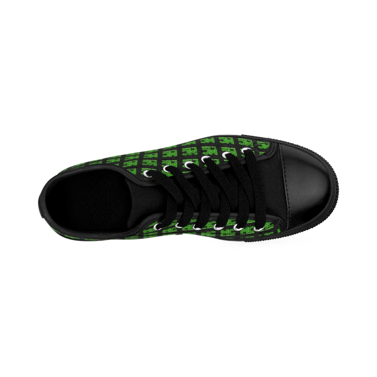 MC Logo Men's Sneakers — Black & Neon Green Low-Top Casual Shoes