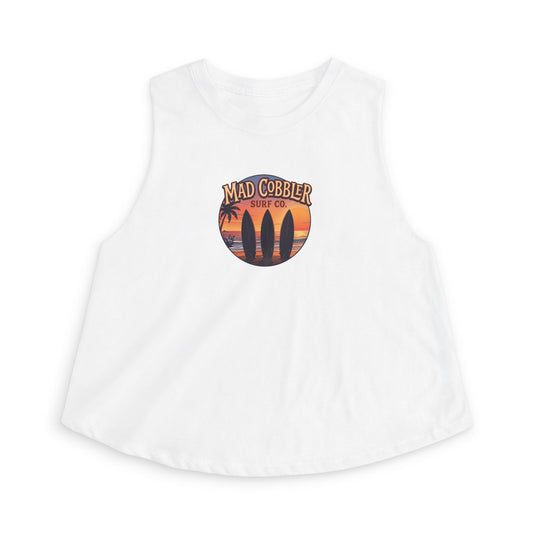 Surf Sunset Crop Top – "Mad Cobbler Surf Co." Vintage Beach Graphic