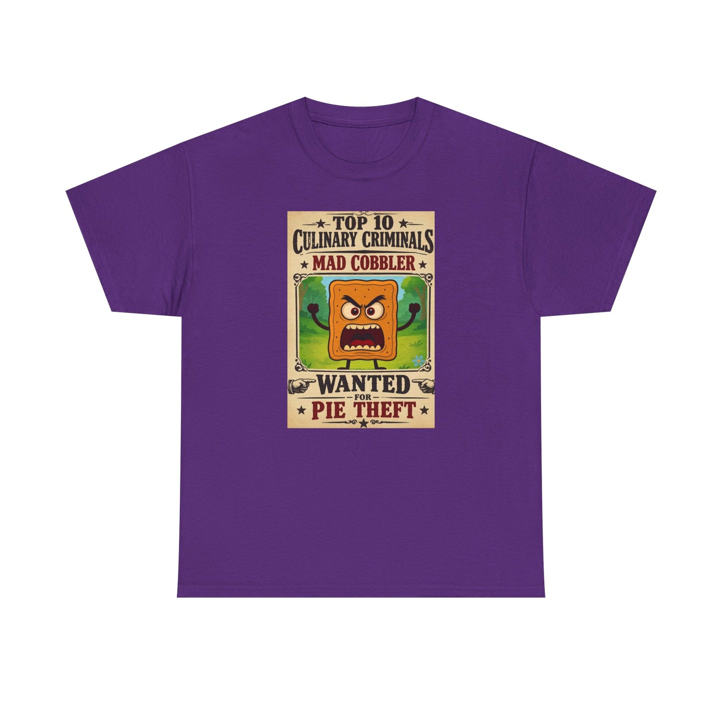 Unisex T-Shirt - "Top 10 Culinary Criminals: Mad Cobbler" Wanted Pie Theft Vintage Poster Tee 100% Heavyweight Cotton