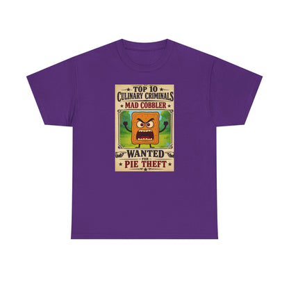 Unisex T-Shirt - "Top 10 Culinary Criminals: Mad Cobbler" Wanted Pie Theft Vintage Poster Tee 100% Heavyweight Cotton