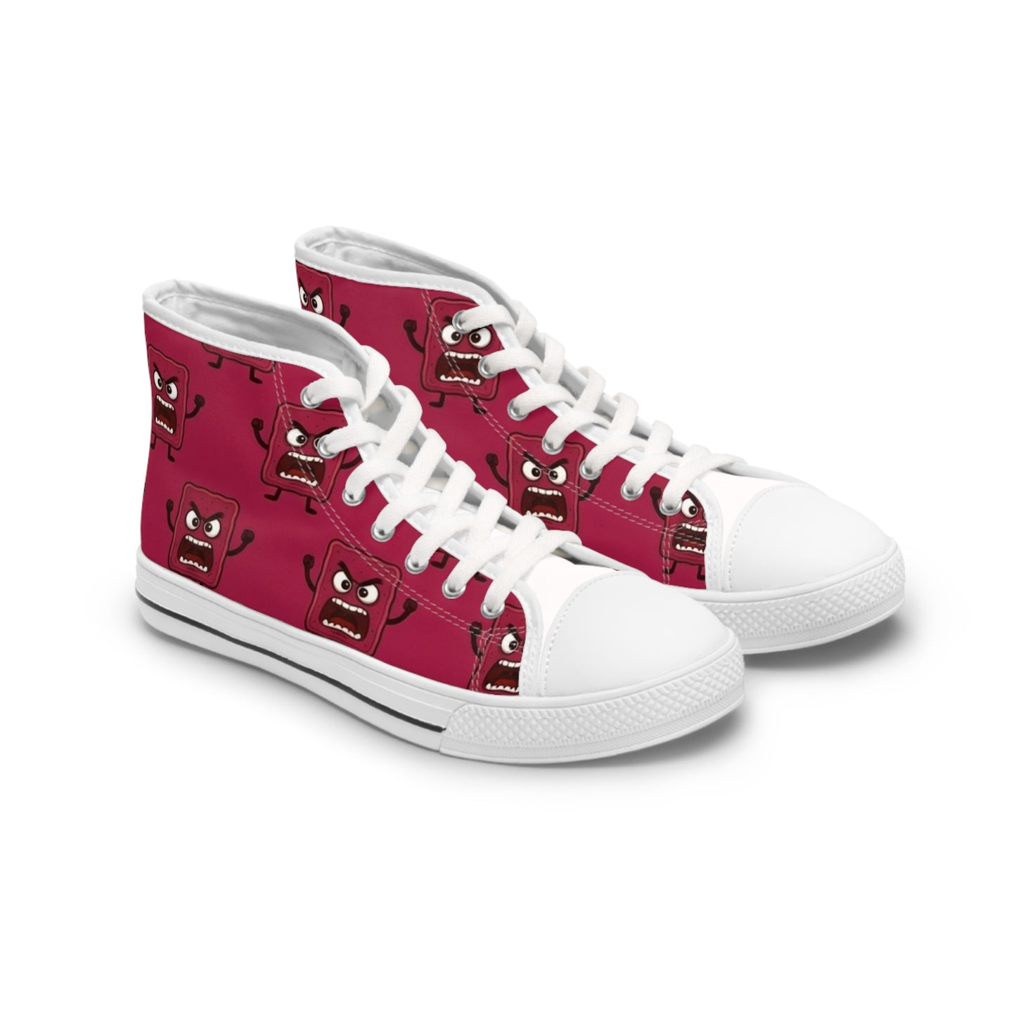Women's High Top Sneakers - Cute Red Mad Cobbler Pattern