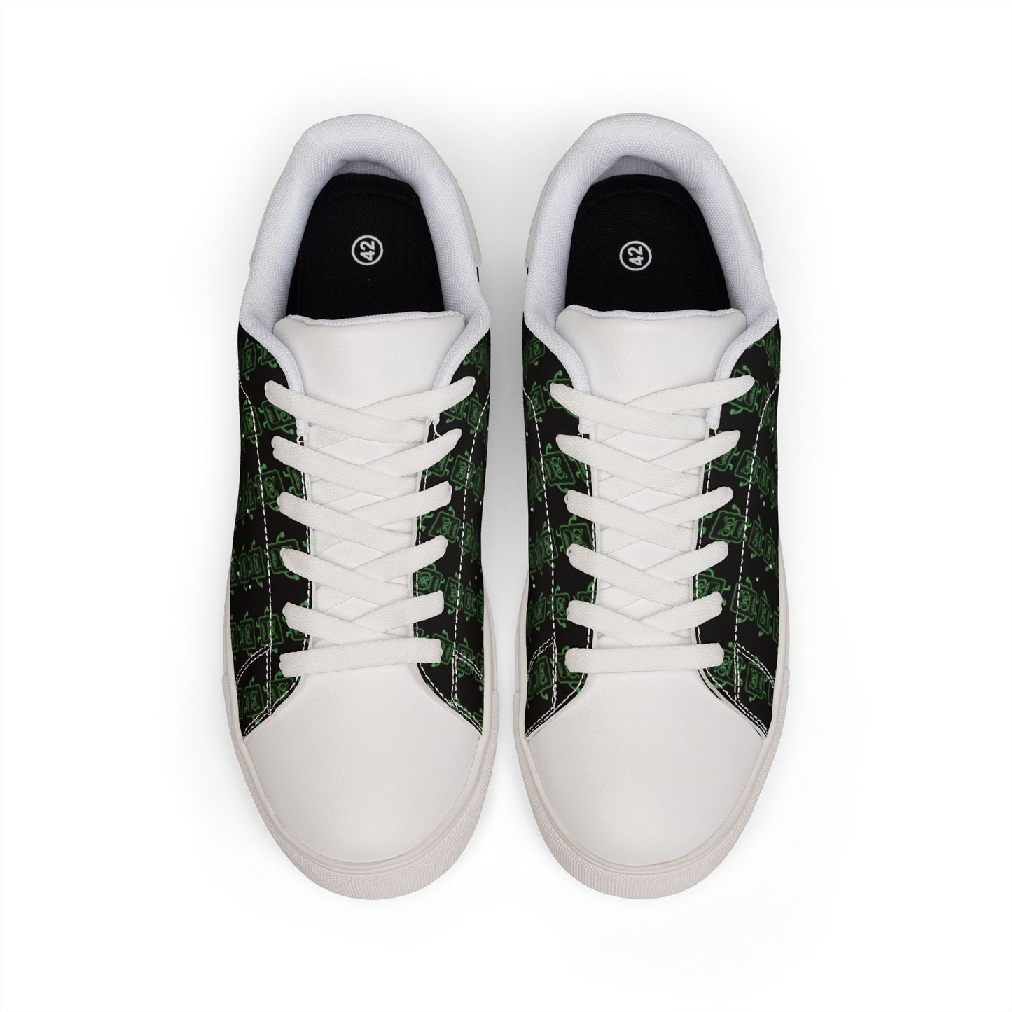 Leather Sneakers — Mad Cobbler Pattern Low-Top Sneakers