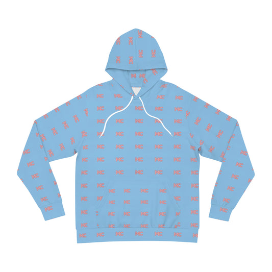 All-Over Print 'MC' Logo Hoodie — Pastel Blue & Pink Patterned Streetwear