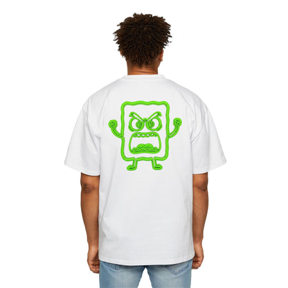 Graphic Tee — Neon Green 'MC' Logo & Angry Cartoon Back