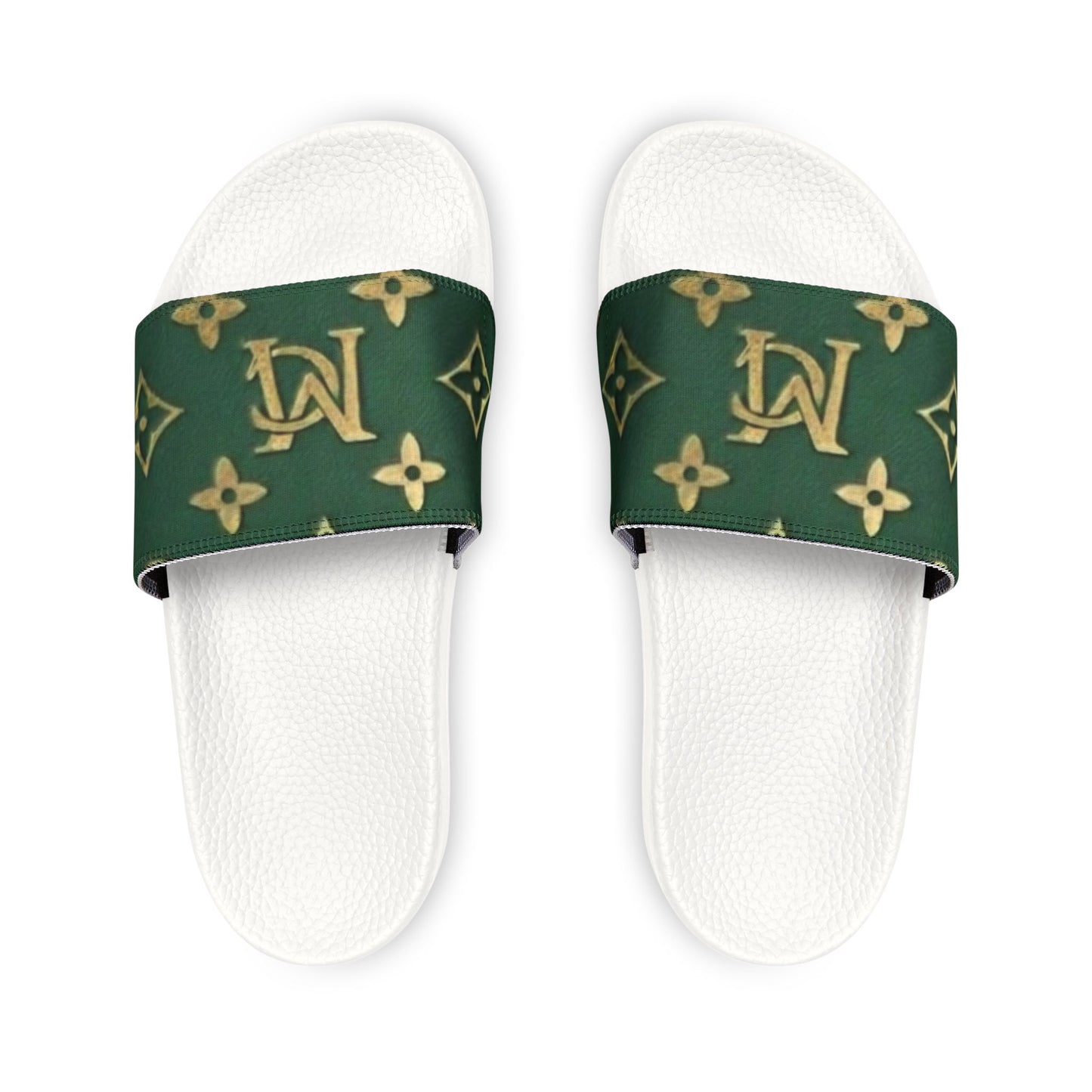 Green Monogram Slide Sandals — Removable Strap Men’s Pool Slides