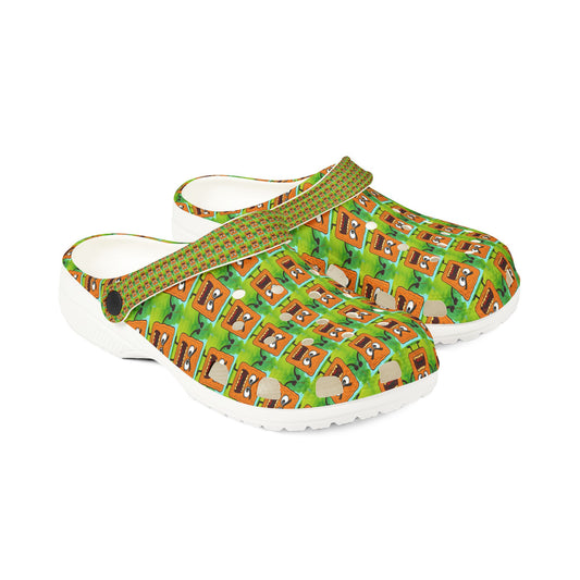 Foam Clogs with Cute Mad Cobbler Pattern — Lightweight Slip-On Garden & Beach Shoes