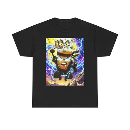 Anime MC Victory T-Shirt — 100% Heavyweight Cotton Hero Graphic Tee with Japanese 勝利 (Victory)