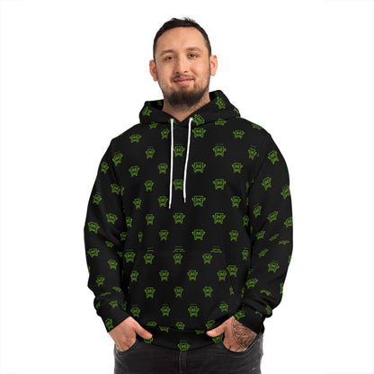 All-Over Print Green Mad Cobbler Pattern Hoodie -  Streetwear Pullover