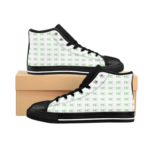 High-Top Sneakers — Minimal Green 'MC' Monogram Pattern