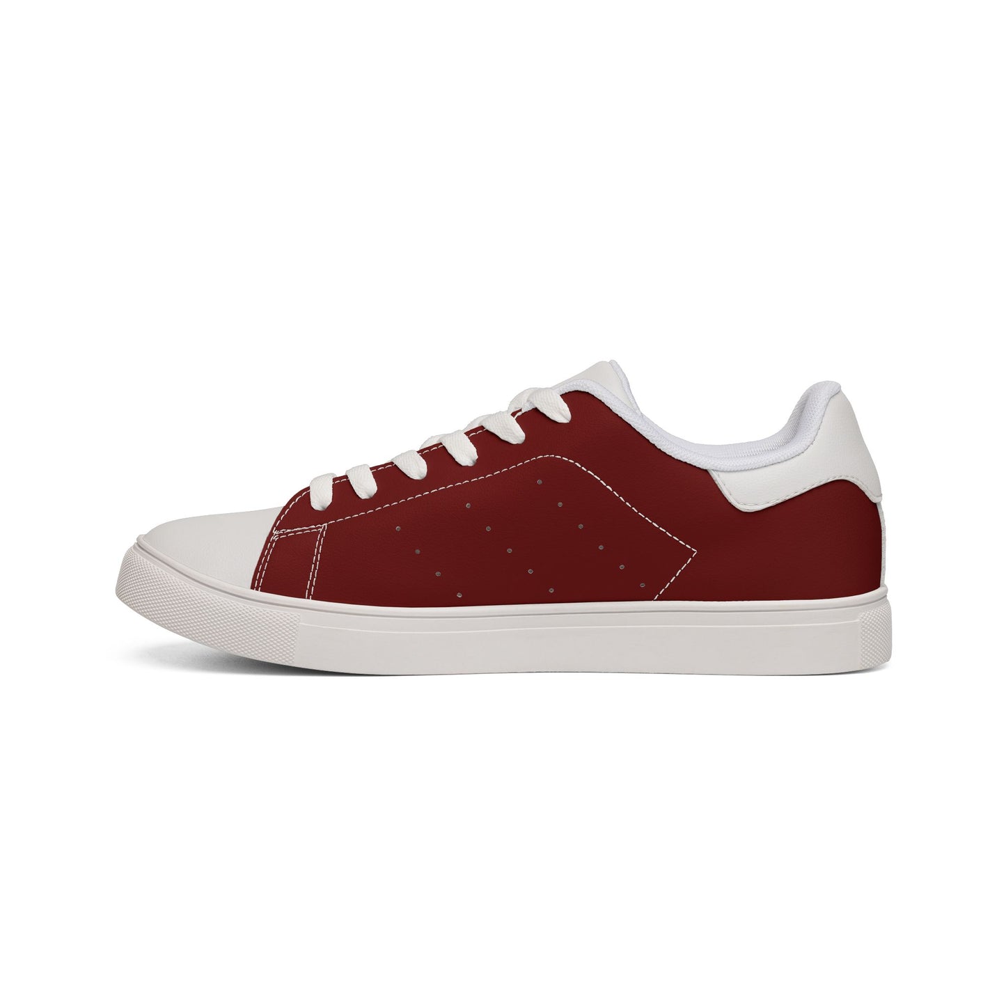 Men's Low-Top Leather Sneakers — Burgundy Casual Streetwear Shoes