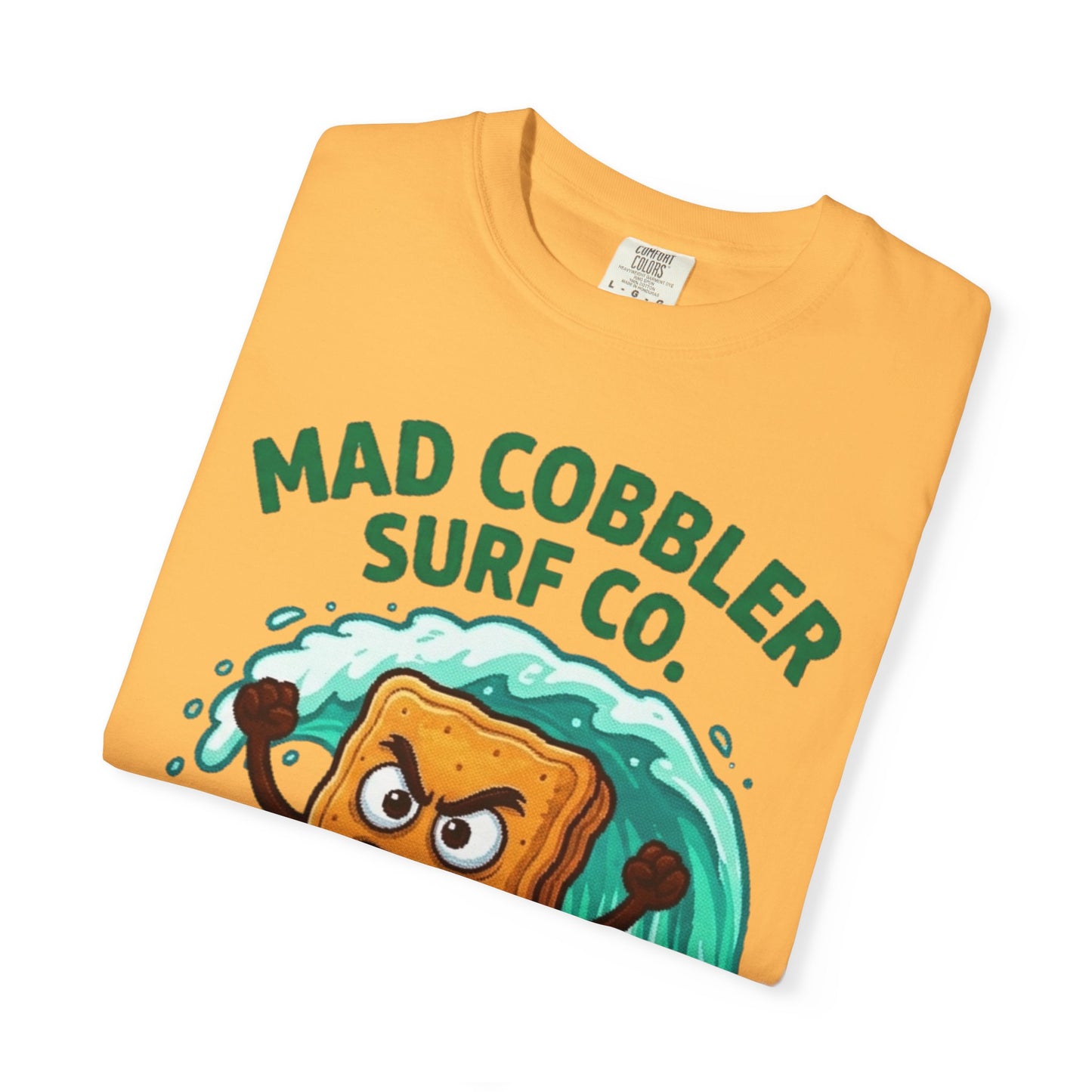 Mad Cobbler Surf Co. T-Shirt — Funny Surfing Pie Cartoon Tee