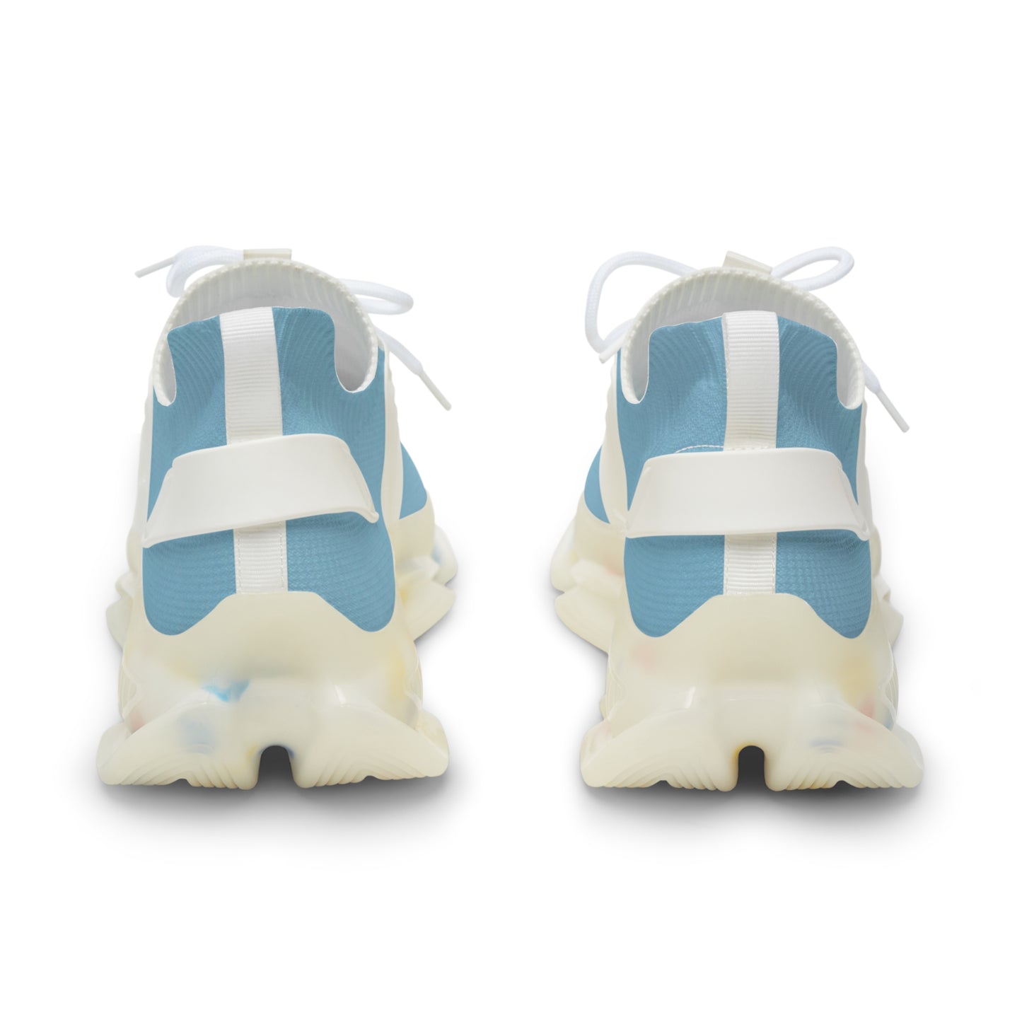 Men's Athletic Mesh Sneakers — Retro Blue with Red Racing Stripe