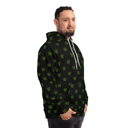 All-Over Print Green Mad Cobbler Pattern Hoodie -  Streetwear Pullover
