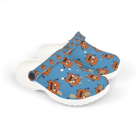 Kids Blue Mad Cobbler Pattern  Foam Clogs – Cute Cartoon Animal Slip-Ons