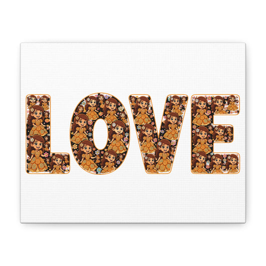 LOVE Word Canvas Wall Art – Cute Cookie Character Pattern Matte Stretched Canvas