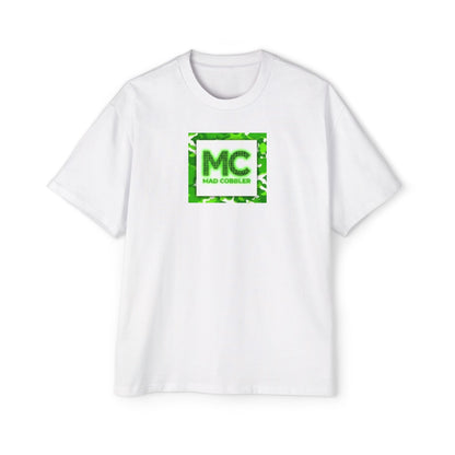 Graphic Tee — Neon Green 'MC' Logo & Angry Cartoon Back