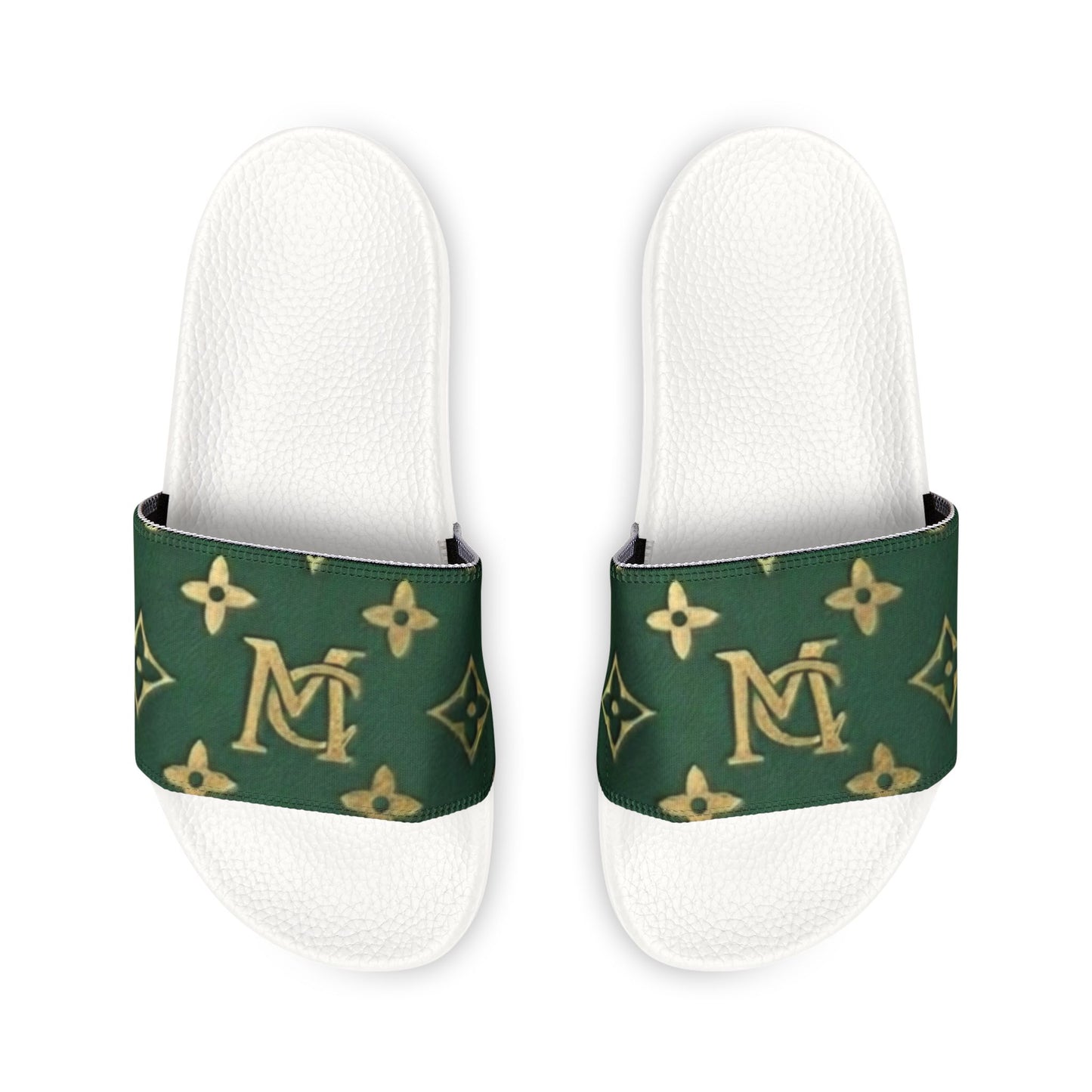Green Monogram Slide Sandals — Removable Strap Men’s Pool Slides