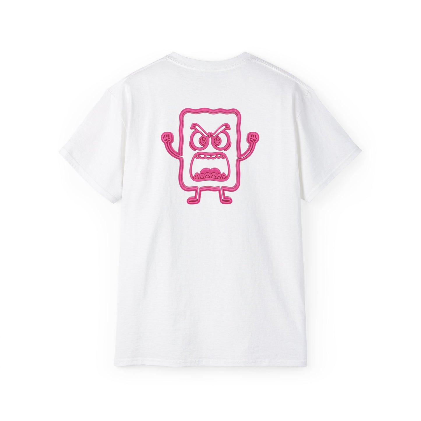 Angry Toast Graphic Tee — Pink MC Logo Cotton T‑Shirt