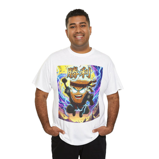 Anime MC Victory T-Shirt — 100% Heavyweight Cotton Hero Graphic Tee with Japanese 勝利 (Victory)