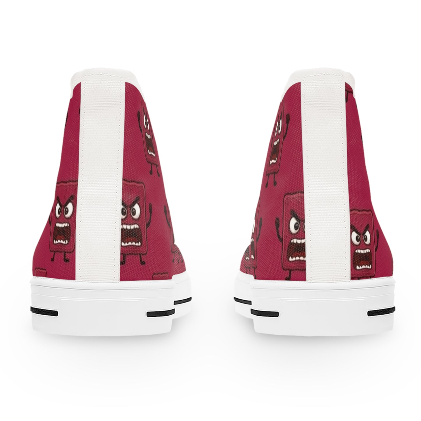 Women's High Top Sneakers - Cute Red Mad Cobbler Pattern
