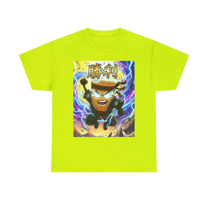 Anime MC Victory T-Shirt — 100% Heavyweight Cotton Hero Graphic Tee with Japanese 勝利 (Victory)