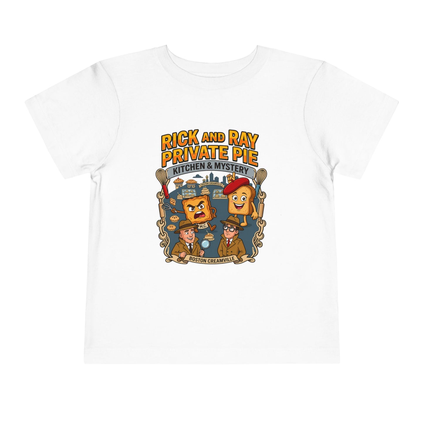 Toddler Tee — "Rick and Ray Private Pie" Cartoon Detective Kitchen Mystery