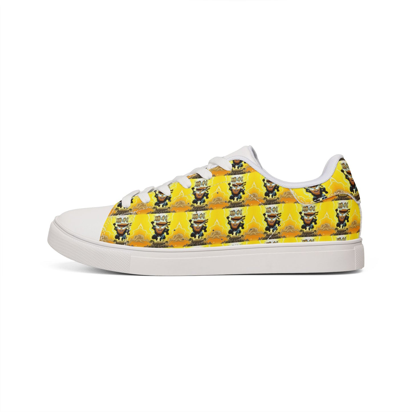 Low-Top Sneakers — Yellow Mad Cobbler Graphic Leather Shoes