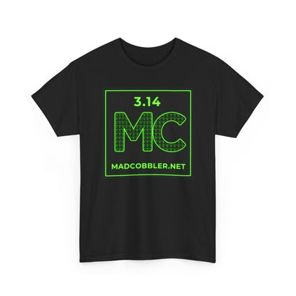 Pi 3.14 MC Neon Logo Tee — MadCobbler.net Graphic T-Shirt (Angry Character Back)