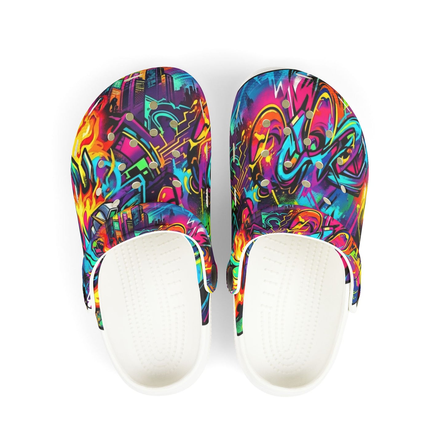 Kids Graffiti Splash  Foam Clogs — Colorful Comfortable Slip-On Shoes