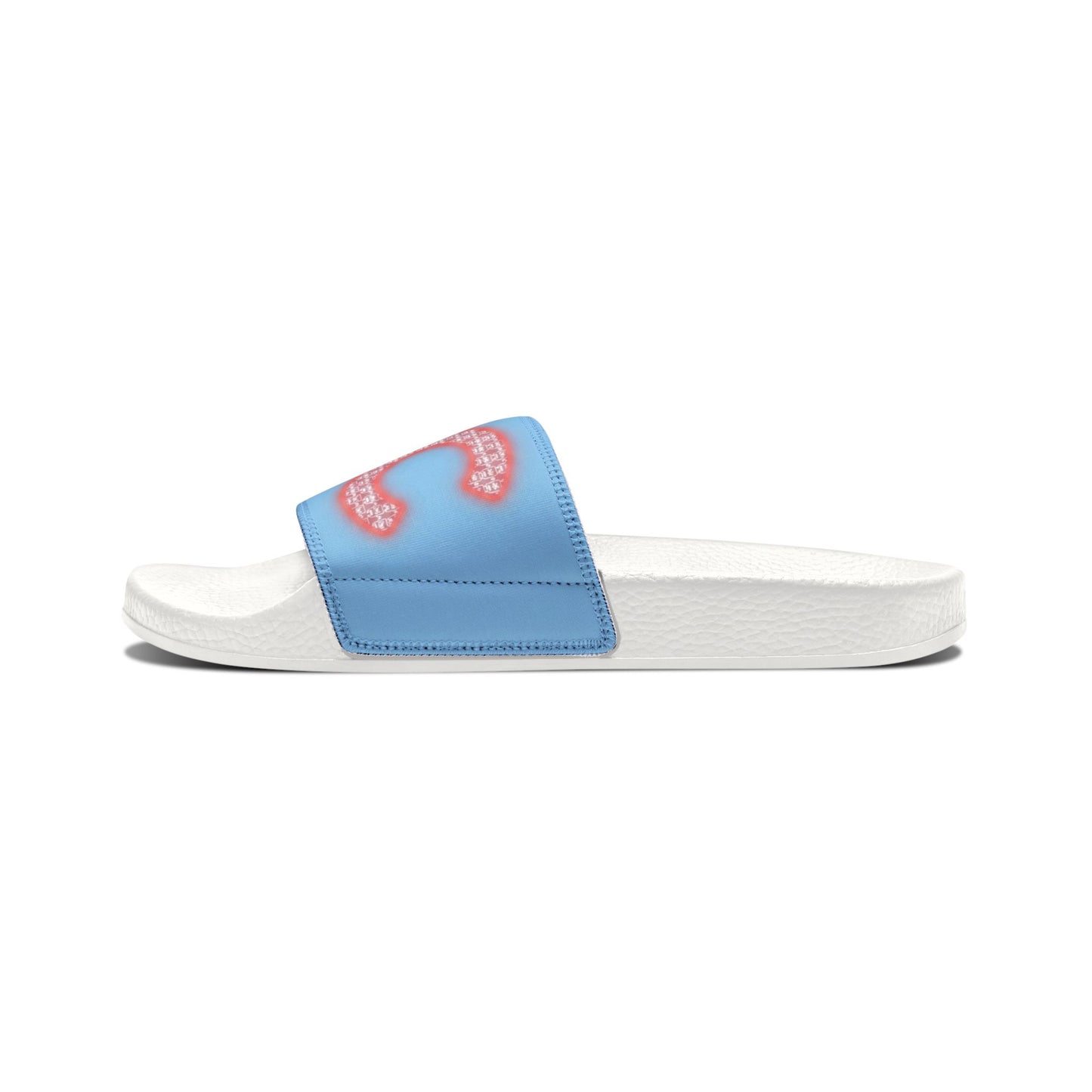Men's Slide Sandals — Blue 'MC' Logo Adjustable Strap Casual Pool & Lounge Slides