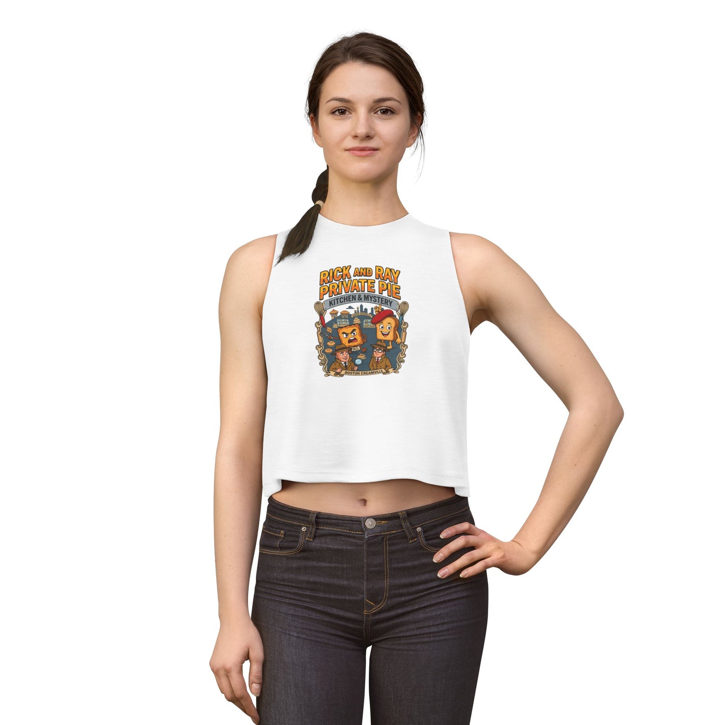 Mystery Pie Private pie Crop Top — Retro Cartoon Detective Tee