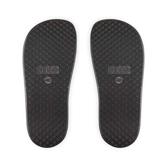 High Fashion Removable-Strap Slide Sandals – Black Monogram Pattern