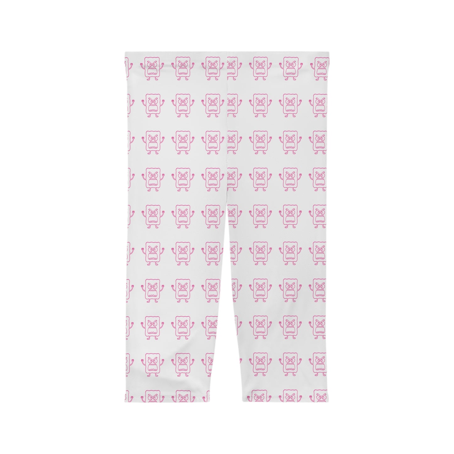 Pink Mad Cobbler Pattern Capri Leggings — Cute All-Over Print Women's Activewear