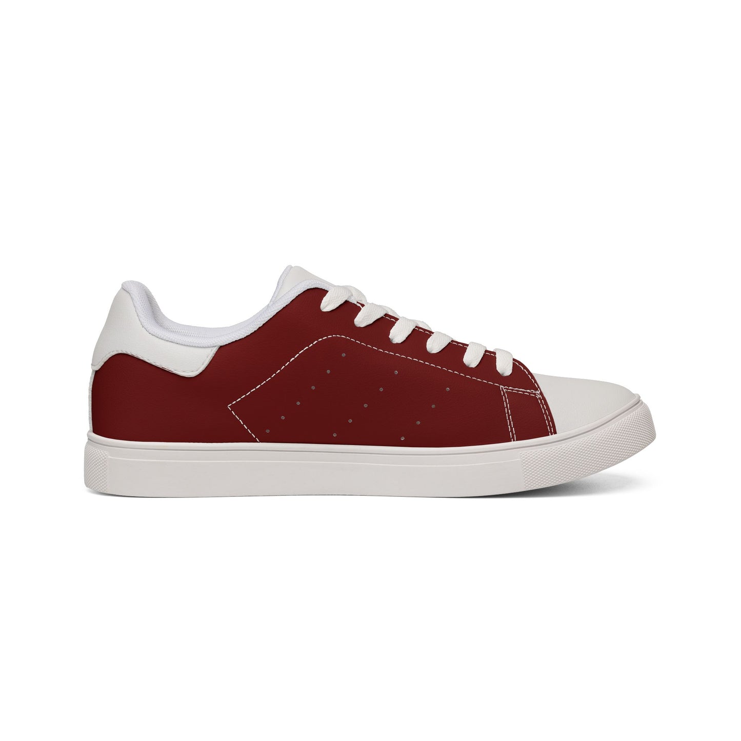 Men's Low-Top Leather Sneakers — Burgundy Casual Streetwear Shoes