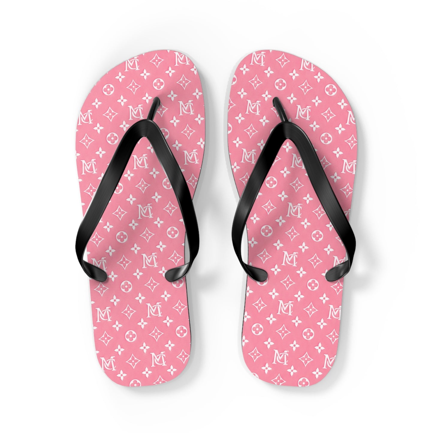 Pink Monogram Flip Flops – Luxury Pattern Beach Sandals