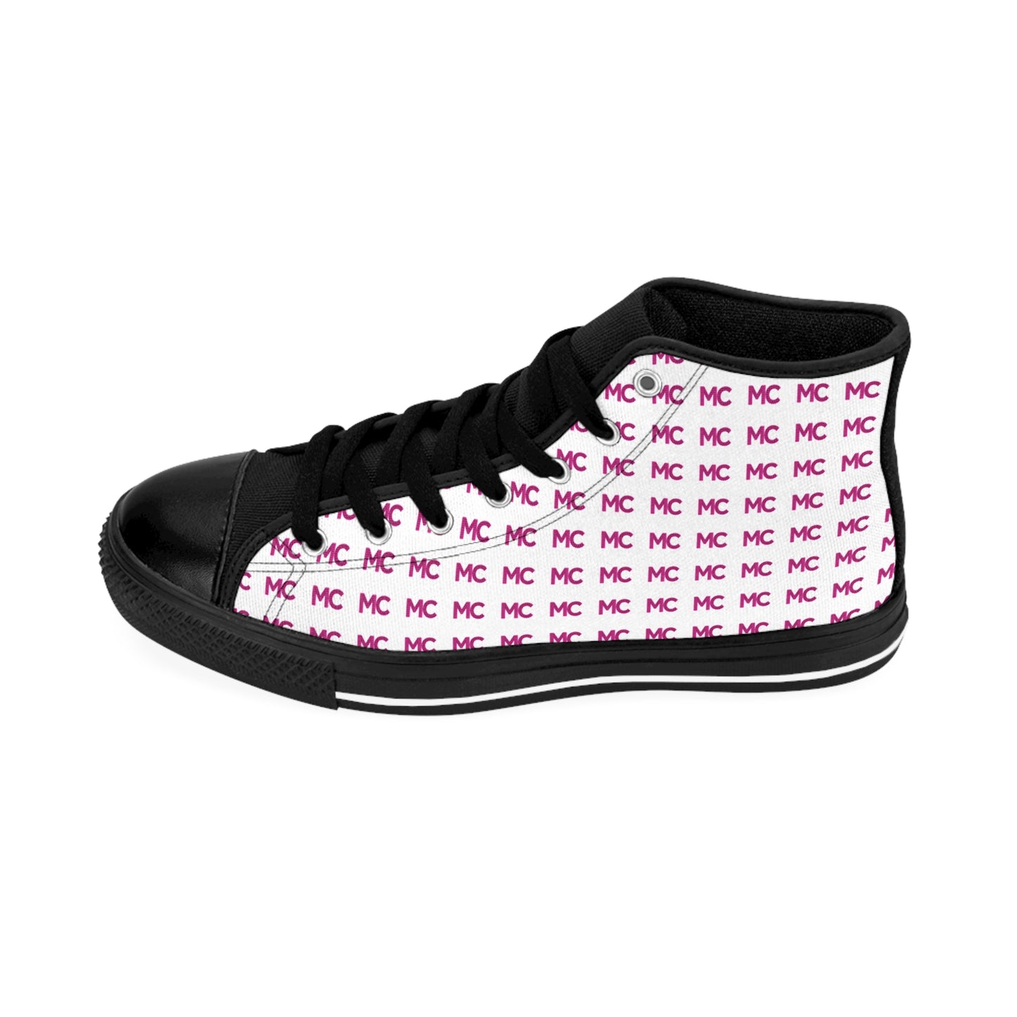 Women's Classic High-Top Sneakers — Custom Monogram Pink MC Pattern