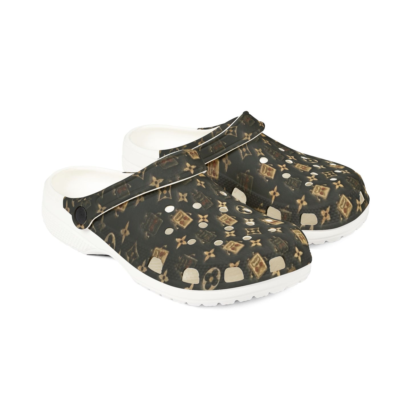 Patterned EVA Clog Shoes — Luxury Monogram Print Foam Slip‑Ons