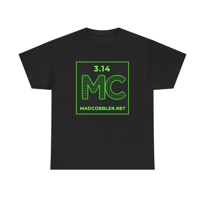Pi 3.14 MC Neon Logo Tee — MadCobbler.net Graphic T-Shirt (Angry Character Back)