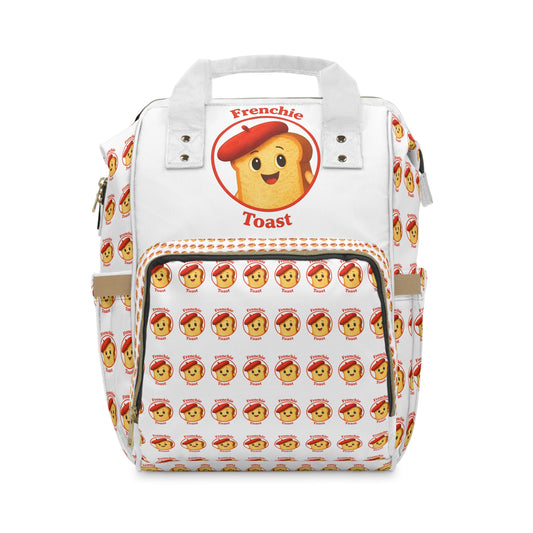 Frenchie Toast Pattern Diaper Backpack – Cute Baby Bag with Cartoon Toast Design