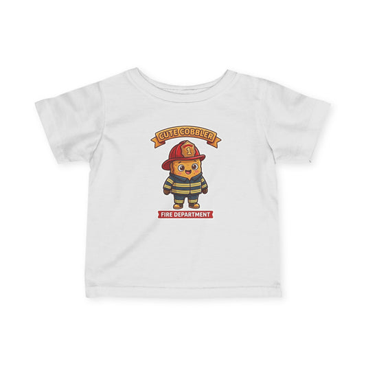 Infant Firefighter Tee – "Cute Cobbler" Fire Department Baby Shirt