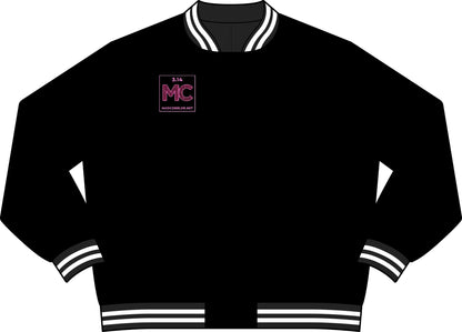 Varsity Jacket — Pink Mad Cobbler Patch Back Graphic
