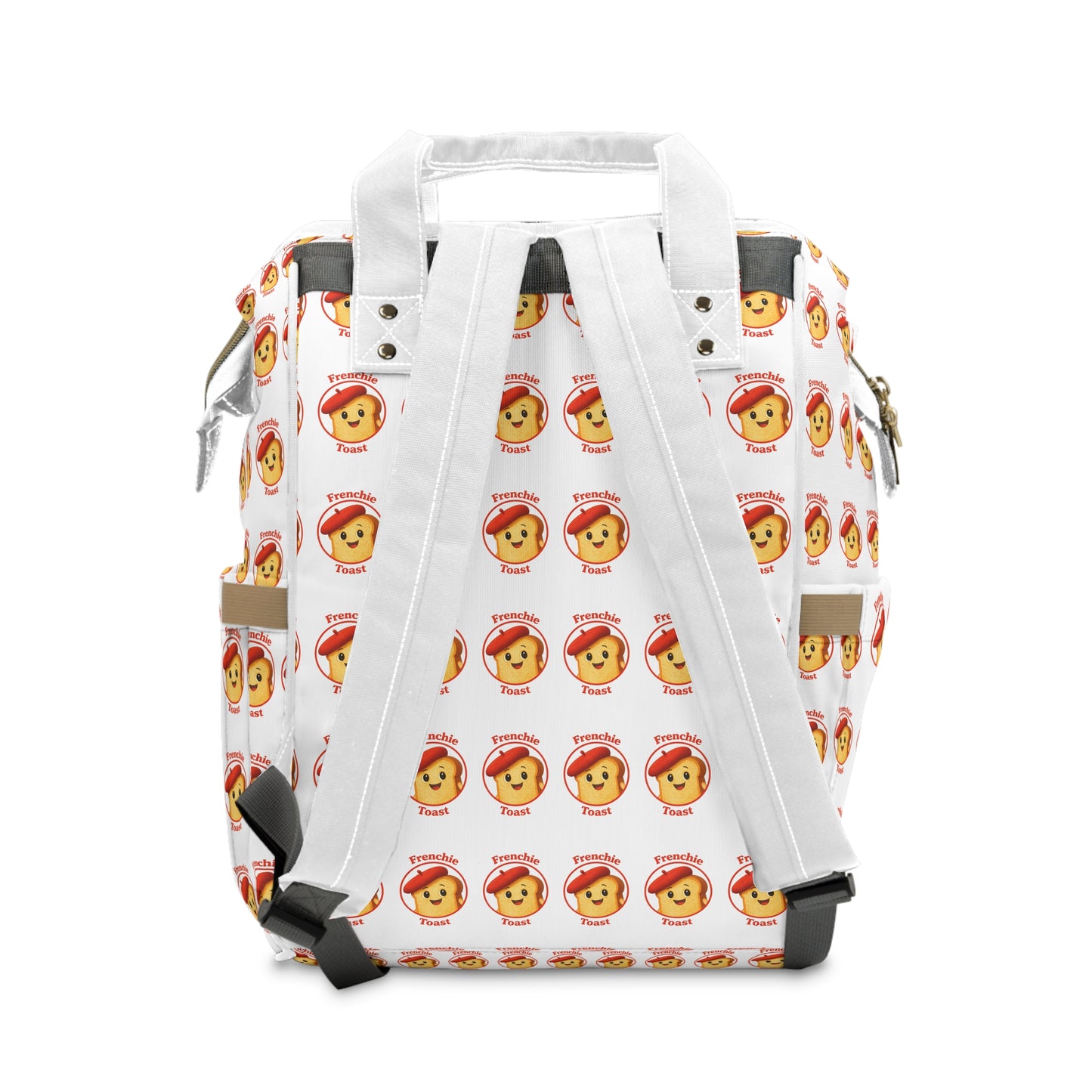 Frenchie Toast Pattern Diaper Backpack – Cute Baby Bag with Cartoon Toast Design