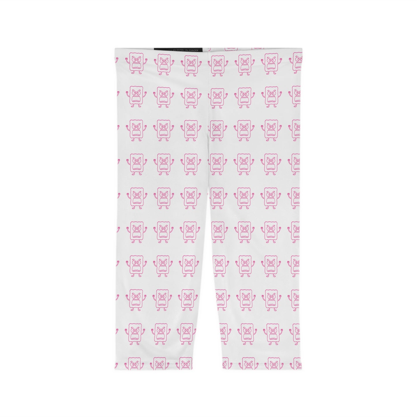 Pink Mad Cobbler Pattern Capri Leggings — Cute All-Over Print Women's Activewear