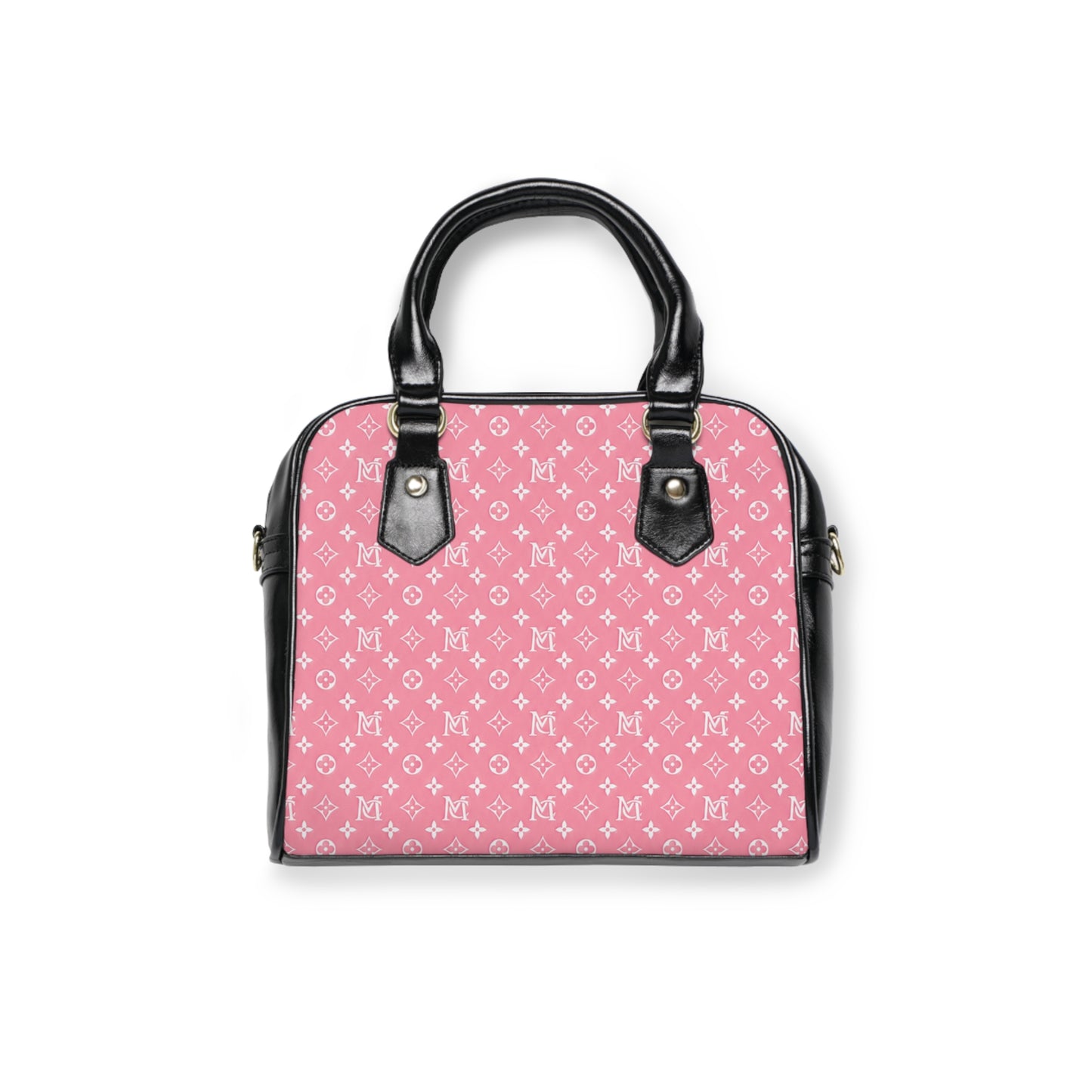 Pink Monogram Shoulder Handbag — Patterned Designer-Style Purse