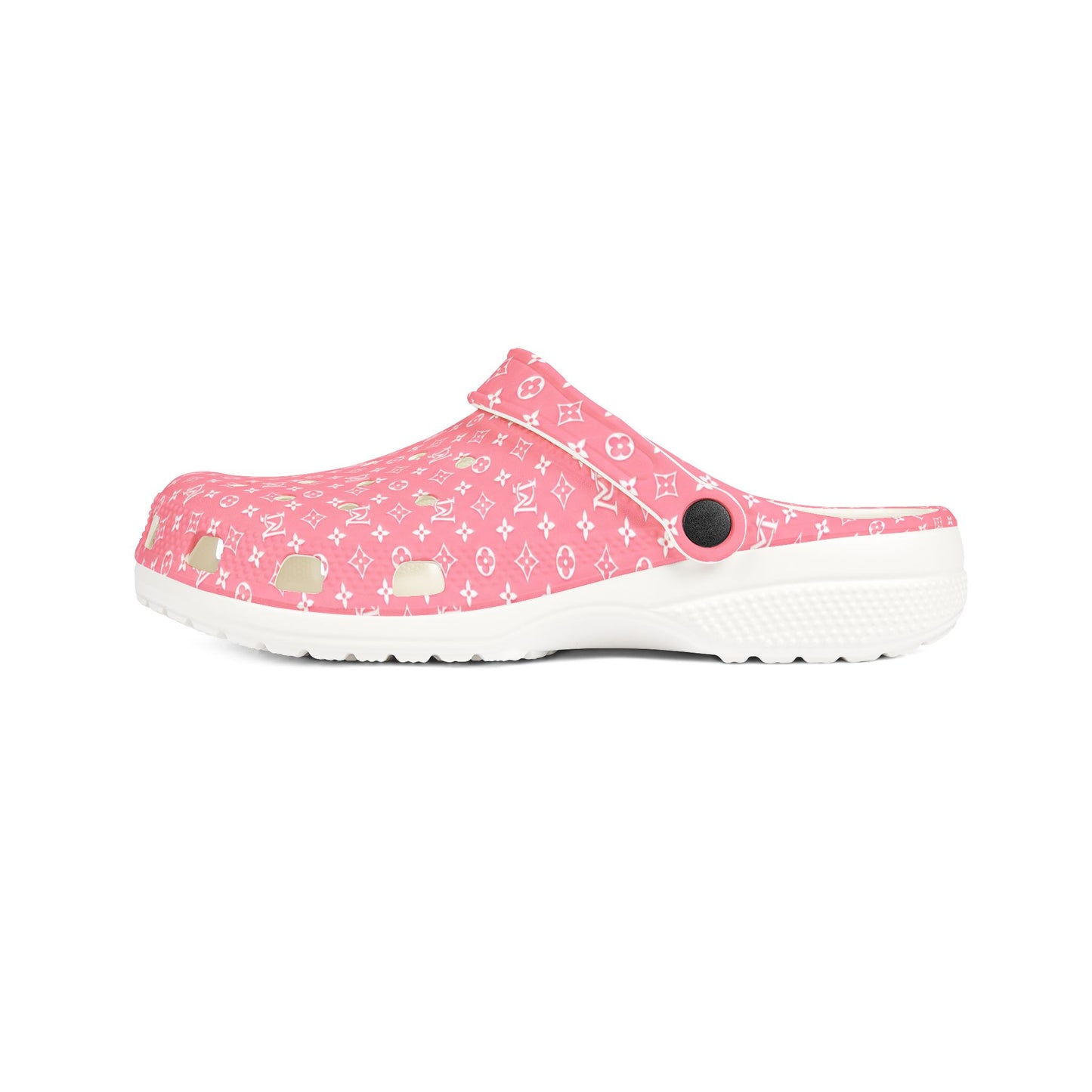 Pink Patterned EVA Foam Clogs – Floral Monogram Slip-On Garden Shoes