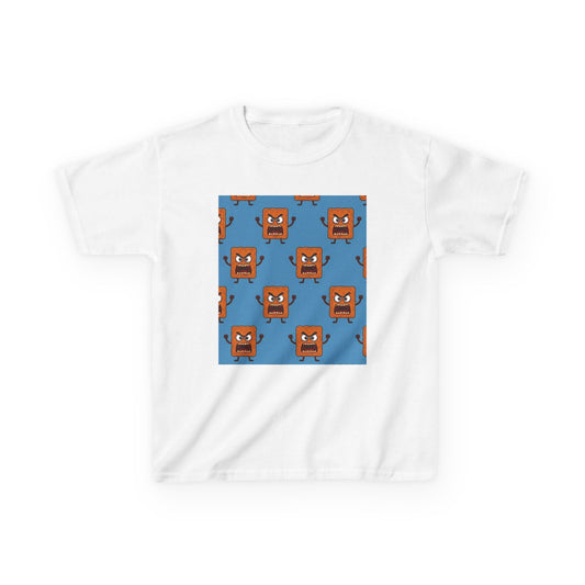 Kids Graphic Tee — Playful Mad Cobbler Pattern on Blue
